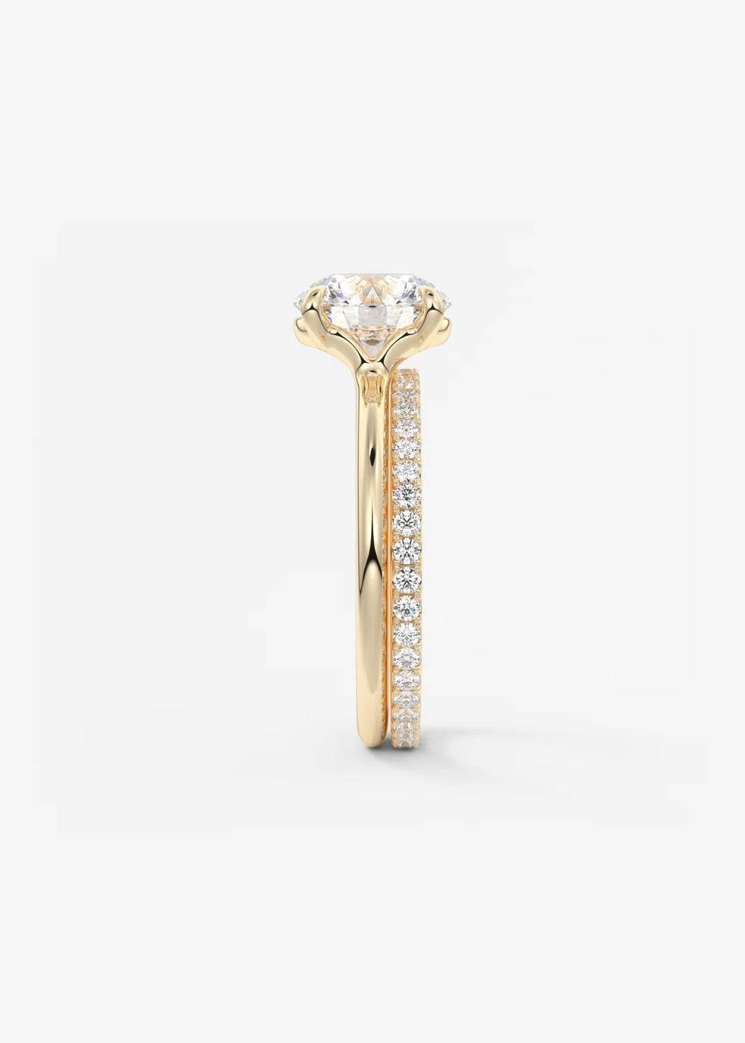 The Colombe Modern Round Solitaire Engagement Ring with Stackable, Low Profile Open Basket#material_gold