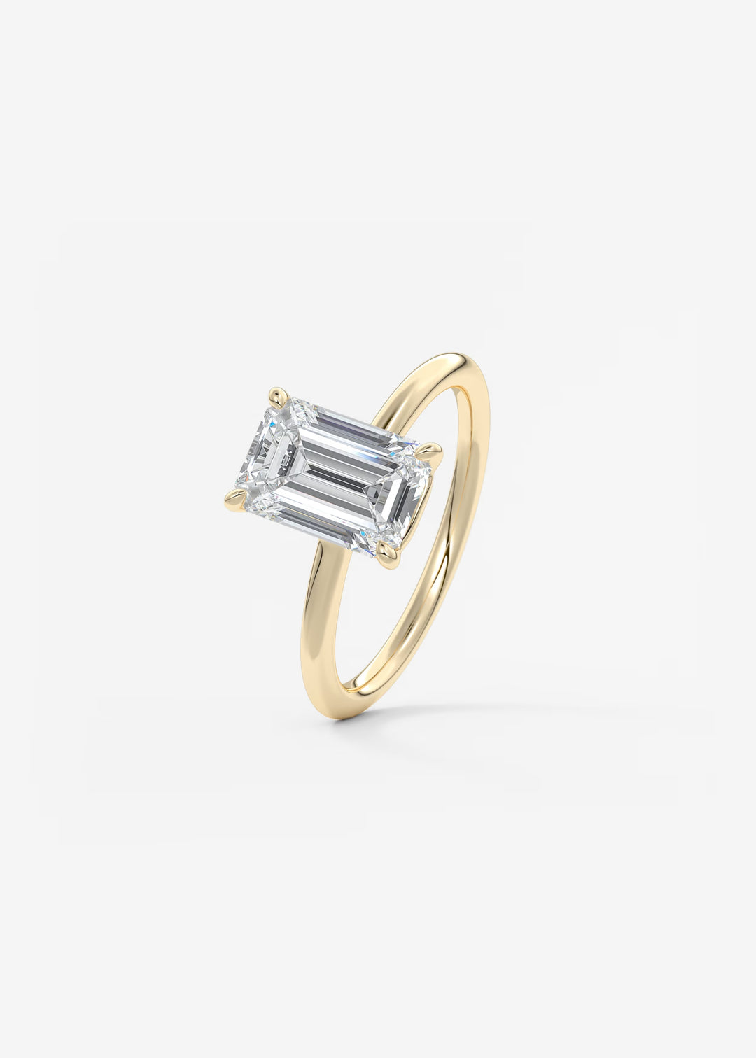 The Colombe Modern Emerald Cut Engagement Ring with Stackable, Low Profile Open Basket#material_gold