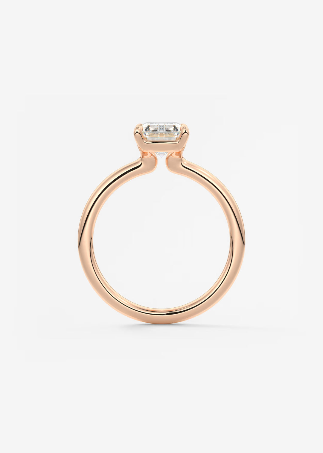 The Colombe Modern Emerald Cut Engagement Ring with Stackable, Low Profile Open Basket#material_rose