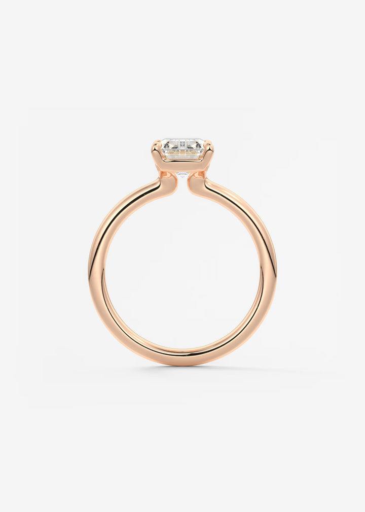 The Colombe Modern Emerald Cut Engagement Ring with Stackable, Low Profile Open Basket#material_rose