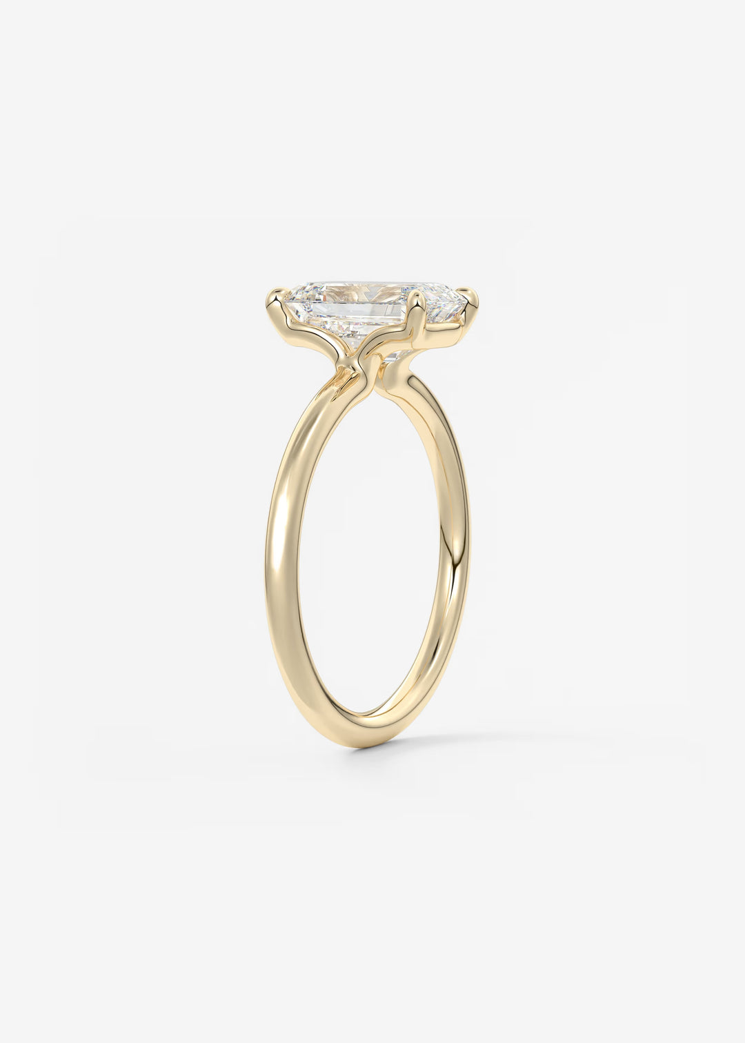 The Colombe Modern Emerald Cut Engagement Ring with Stackable, Low Profile Open Basket#material_gold