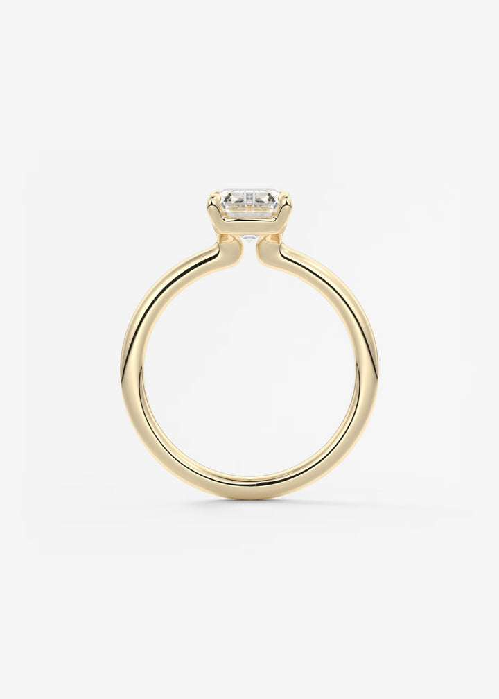 The Colombe Modern Emerald Cut Engagement Ring with Stackable, Low Profile Open Basket#material_gold