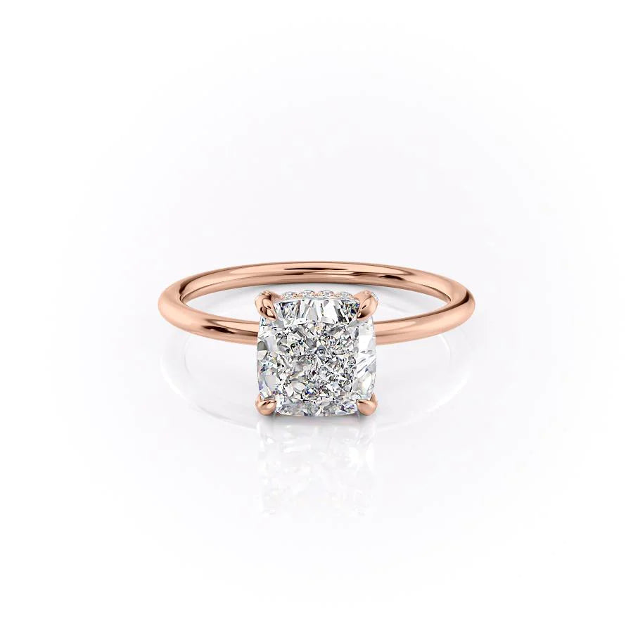 The Crown Liberty Set With Cushion Solitaire Lab Diamond 1 Carat 14K Rose#material_14k-rose