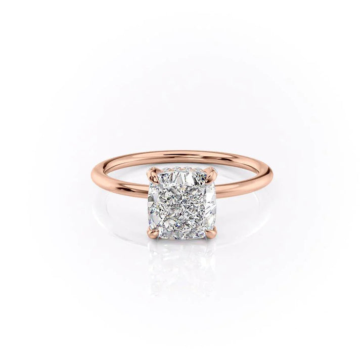 The Crown Liberty Set With Cushion Solitaire Moissanite#material_14k-rose