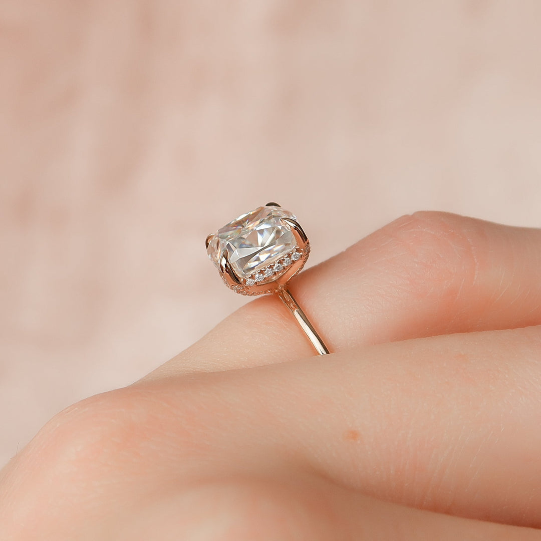 The Crown Liberty Set With Cushion Solitaire Lab Diamond 2.5 Carat 14K Rose#material_14k-rose