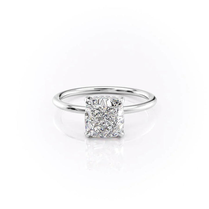 The Crown Liberty Set With Cushion Solitaire Lab Diamond 1 Carat 14K White#material_14k-white