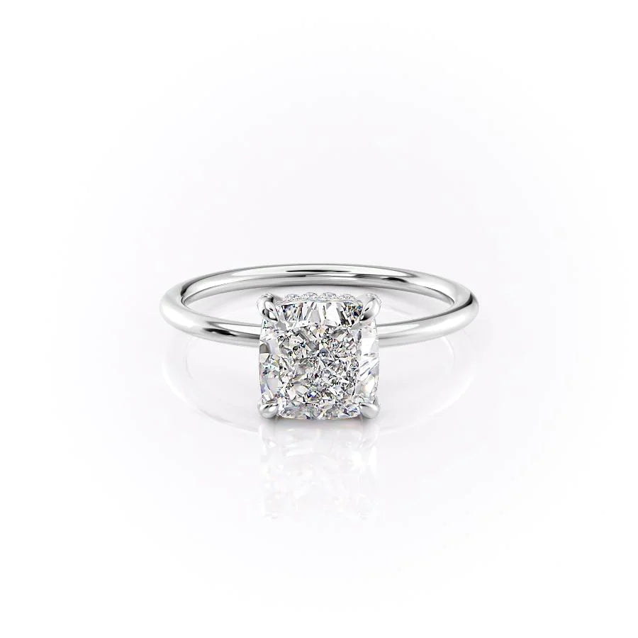 The Crown Liberty Set With Cushion Solitaire Moissanite#material_14k-white