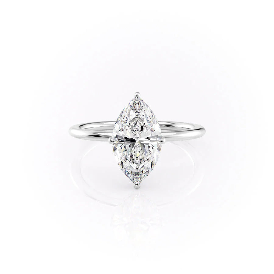 The Crown Liberty Set With Marquise Solitaire Lab Diamond 1 Carat 14K White#material_14k-white