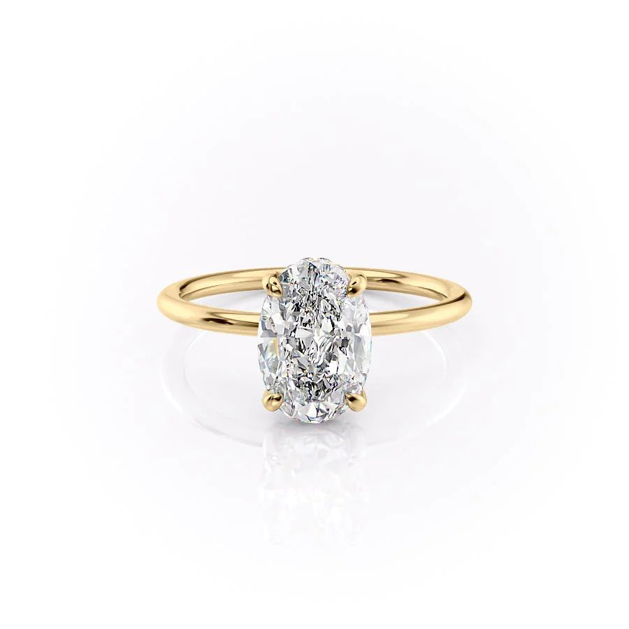 The Crown Liberty Set With Oval Solitaire Lab Diamond 1 Carat 14K Gold#material_14k-gold