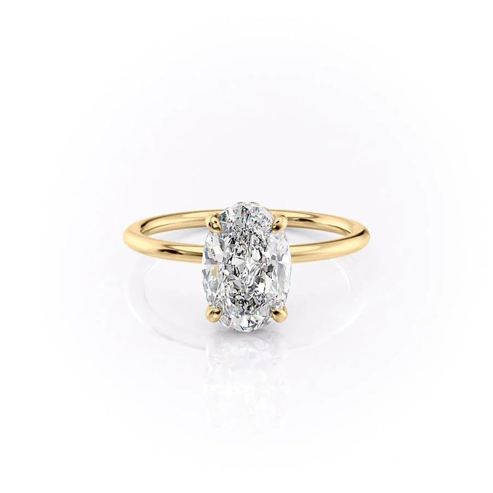 The Crown Liberty Set With Oval Solitaire Moissanite#material_14k-gold