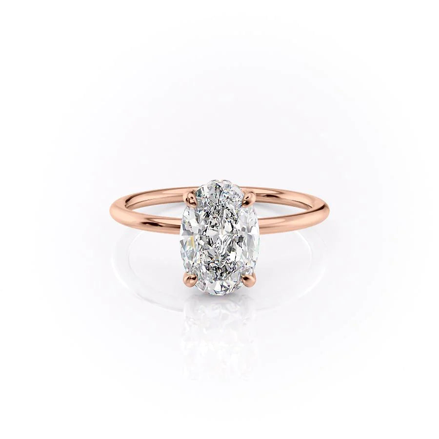 The Crown Liberty Set With Oval Solitaire Moissanite#material_14k-rose