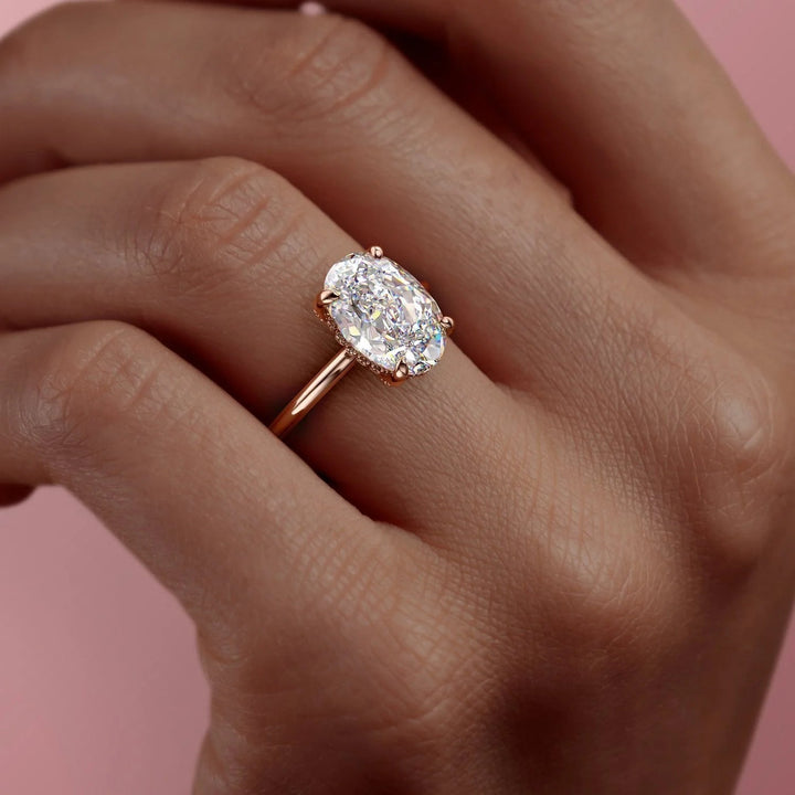 The Crown Liberty Set With Oval Solitaire Lab Diamond 3 Carat 14K Rose#material_14k-rose