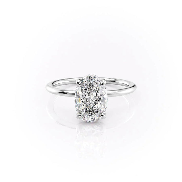 The Crown Liberty Set With Oval Solitaire Lab Diamond 1 Carat 18K White#material_18k-white