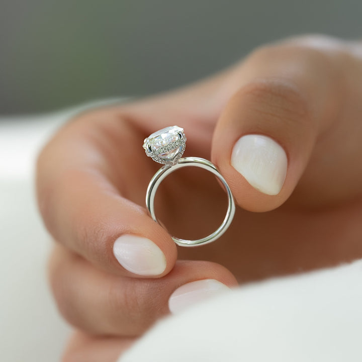 The Crown Liberty Oval Lab Diamond Moissanite Engagement Ring *Shown with 4.5 ct #material_white