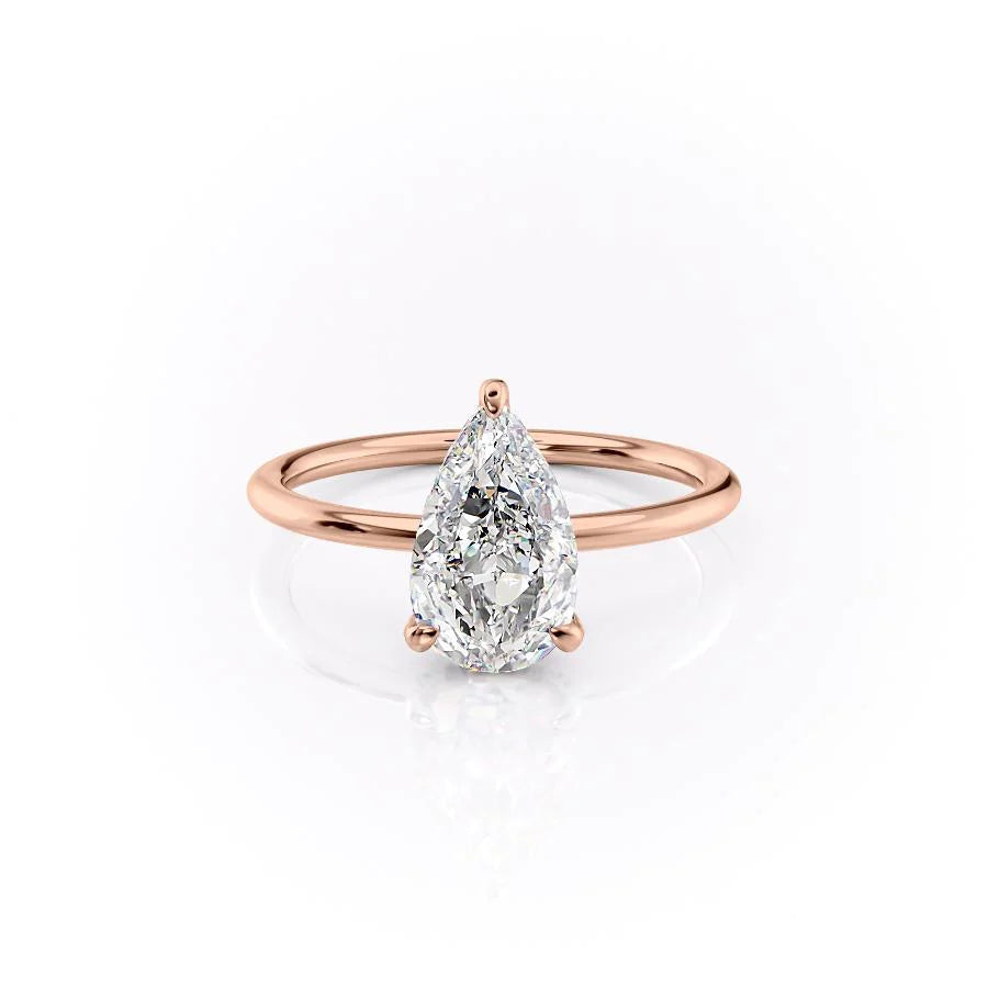 The Crown Liberty Set With Pear Solitaire Lab Diamond 1 Carat 14K Rose#material_14k-rose