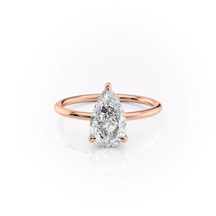 The Crown Liberty Set With Pear Solitaire Moissanite#material_14k-rose