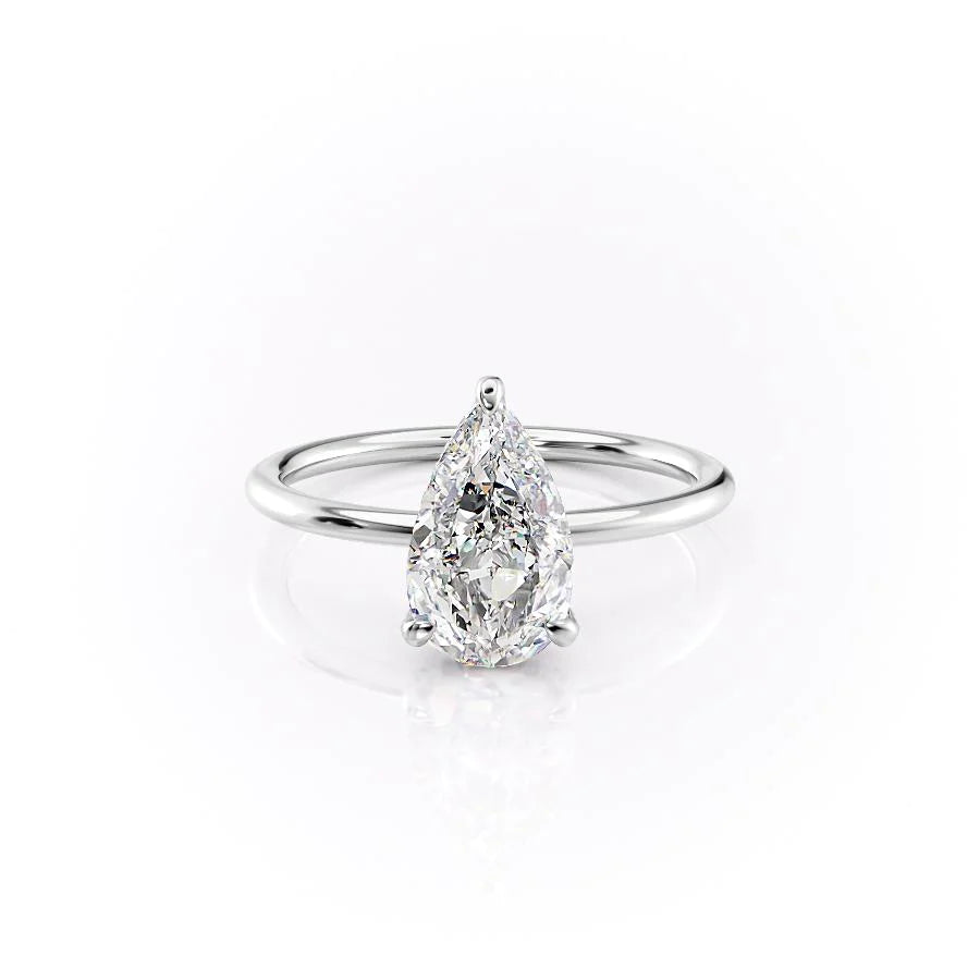 The Crown Liberty Set With Pear Solitaire Lab Diamond 1 Carat 14K White#material_14k-white