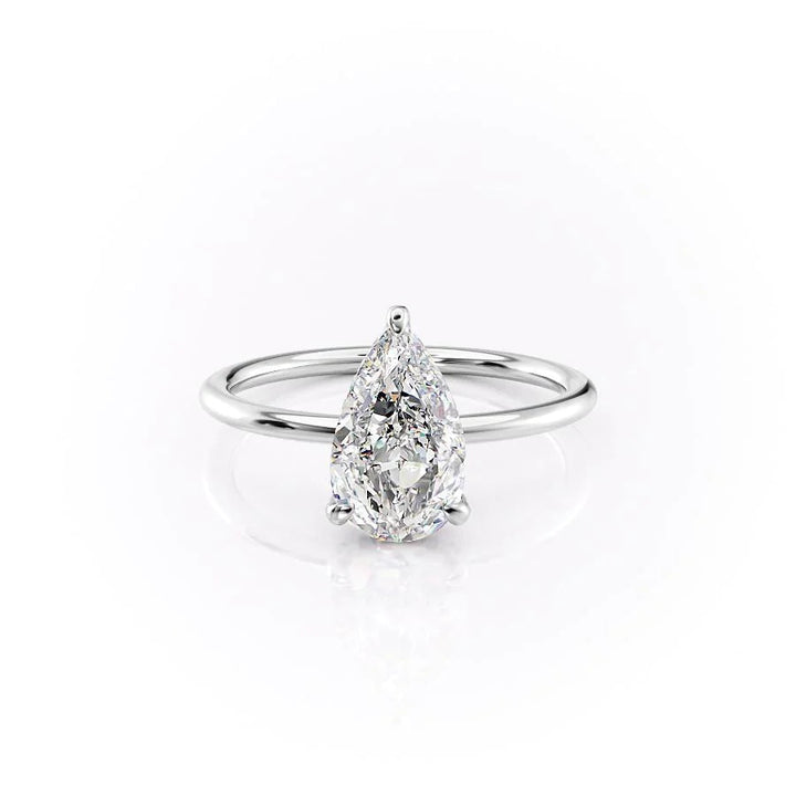 The Crown Liberty Set With Pear Solitaire Lab Diamond 1 Carat 14K White#material_14k-white