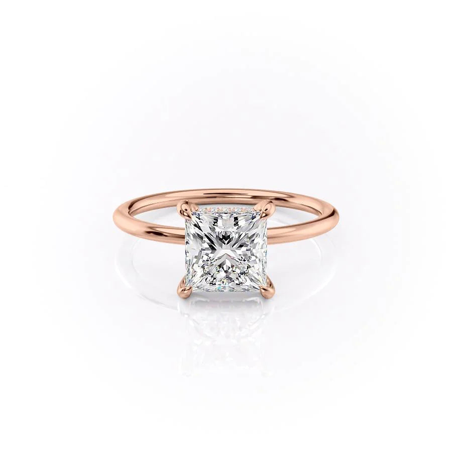 The Crown Liberty Set With Princess Solitaire Moissanite#material_14k-rose