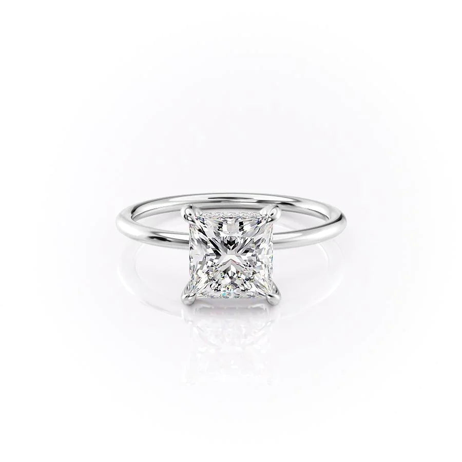 The Crown Liberty Set With Princess Solitaire Lab Diamond 1 Carat 18K White#material_18k-white