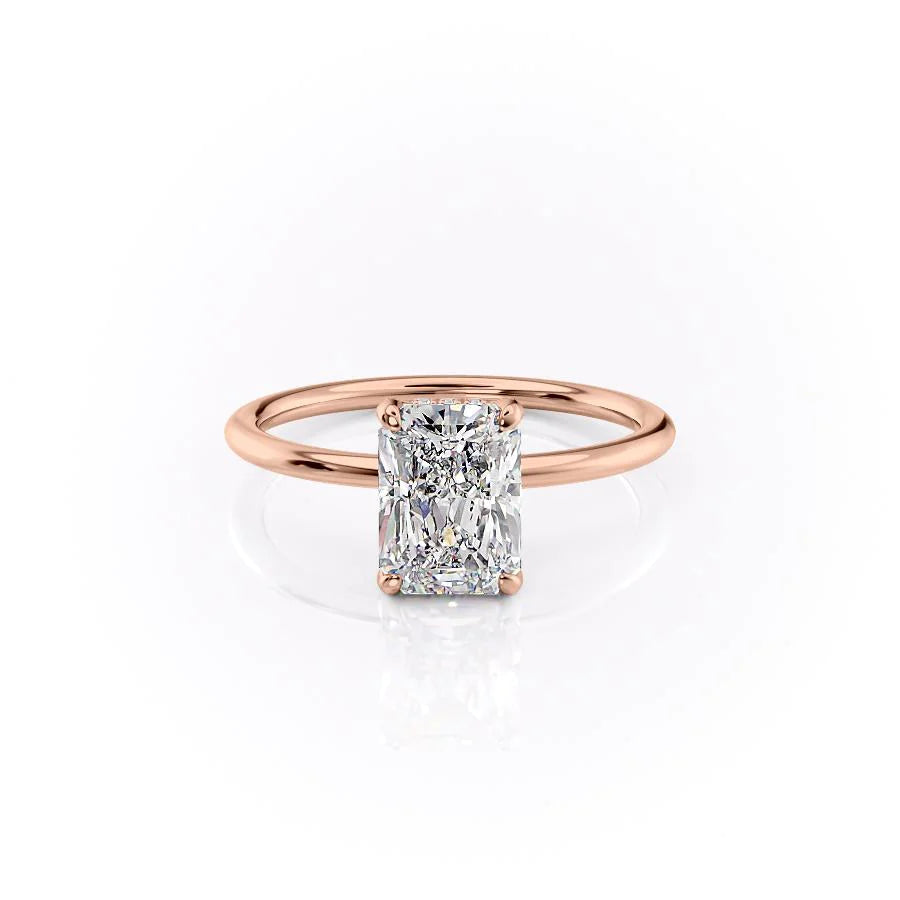 The Crown Liberty Set With Radiant Solitaire Lab Diamond 1 Carat 14K Rose#material_14k-rose