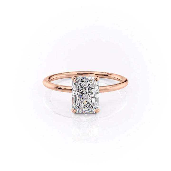 The Crown Liberty Set With Radiant Solitaire Moissanite#material_14k-rose