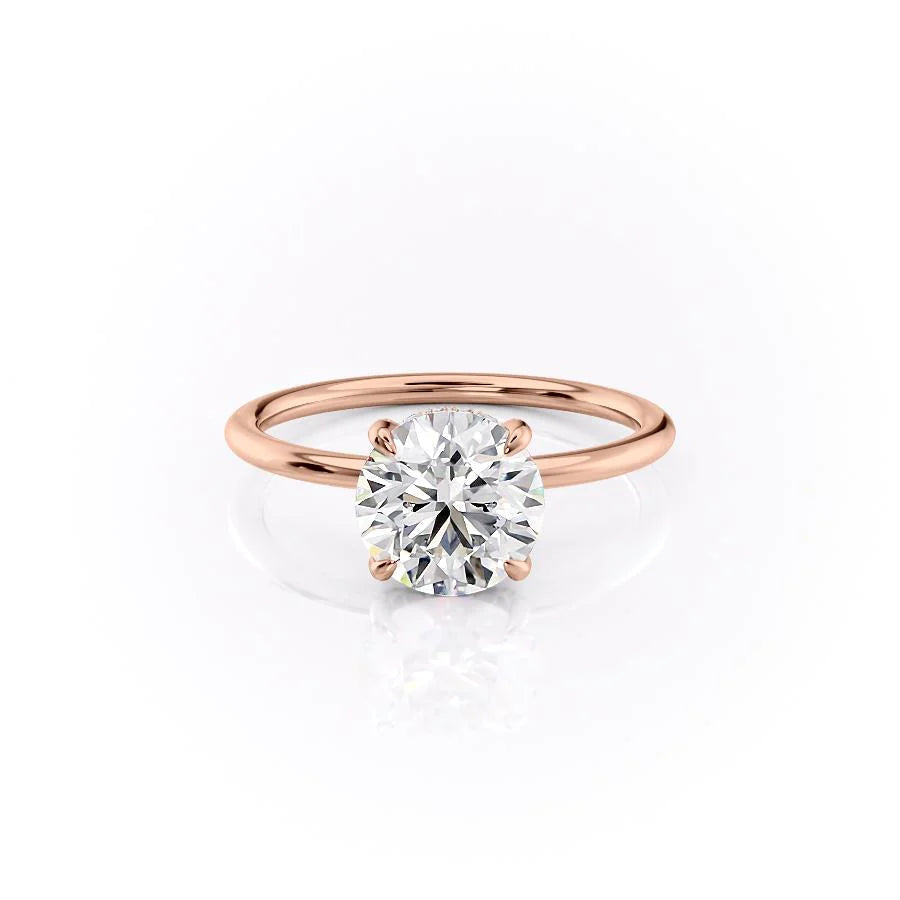 The Crown Liberty Set With Round Solitaire Moissanite#material_14k-rose