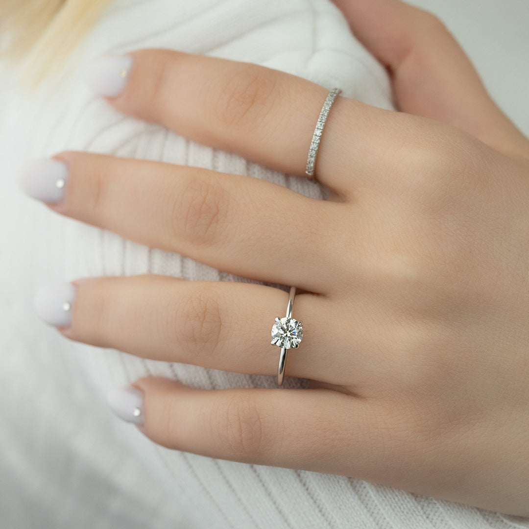 The Crown Liberty Set With Round Solitaire Moissanite#material_14k-white