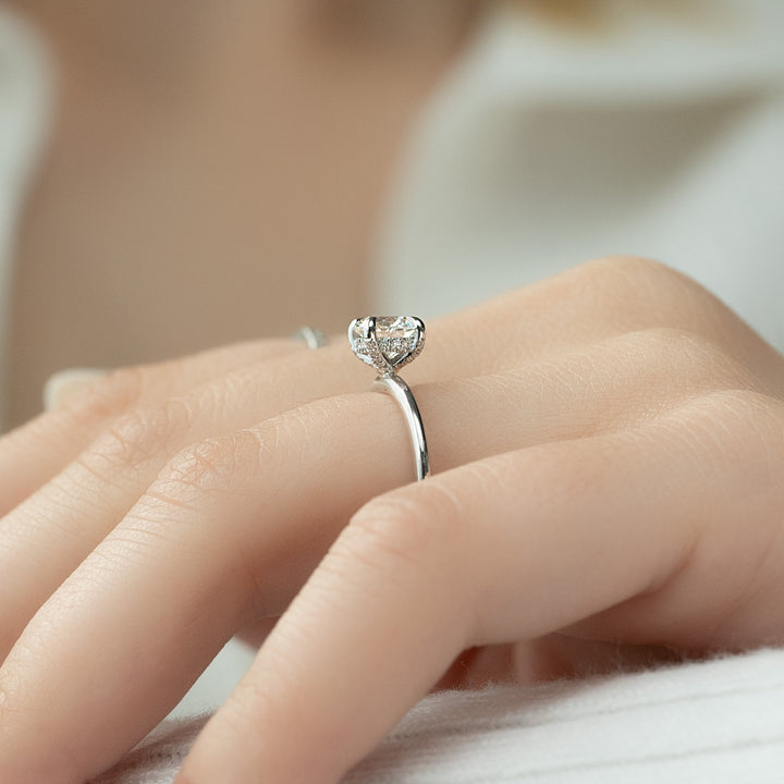 The Crown Liberty Round Lab Diamond Moissanite Engagement Ring *Shown with 1 ct #material_white