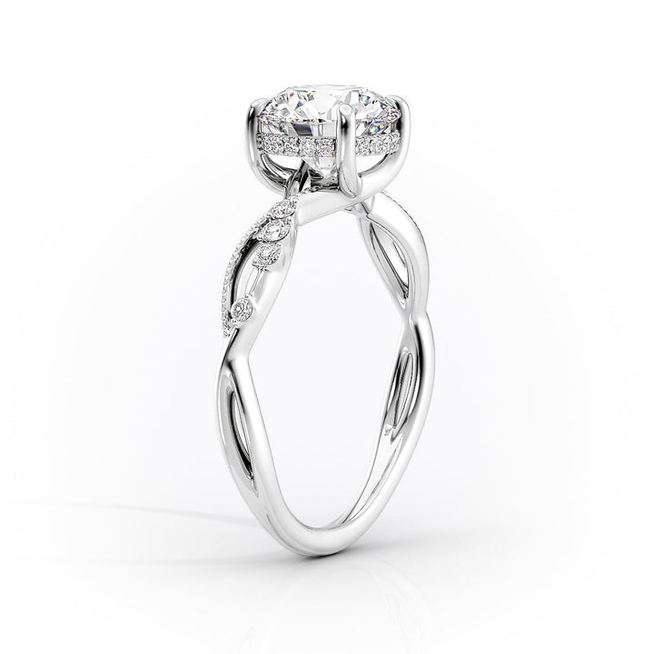 The Dallas Set With Cushion Side Stone Lab Diamond 1.5 Carat 14K White#material_14k-white