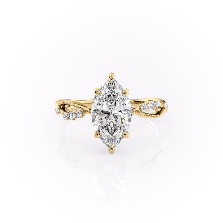 The Dallas Set With Marquise Side Stone Lab Diamond 1 Carat 14K Gold#material_14k-gold