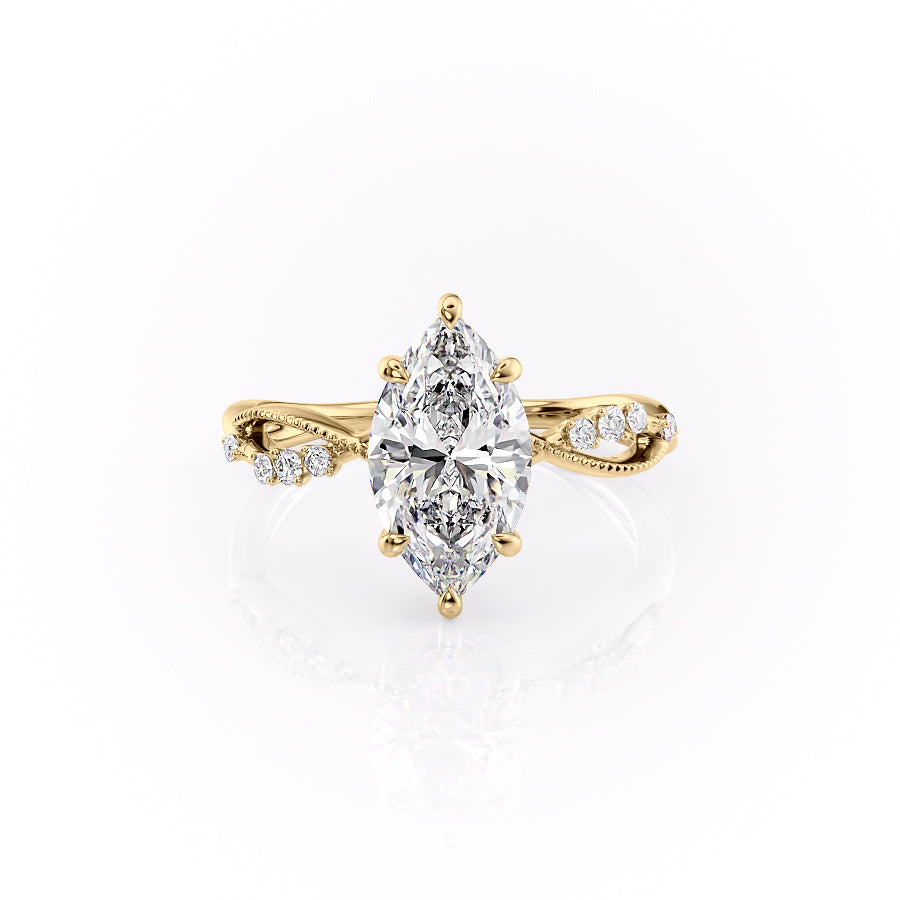 The Dallas Set With Marquise Side Stone Moissanite#material_14k-gold