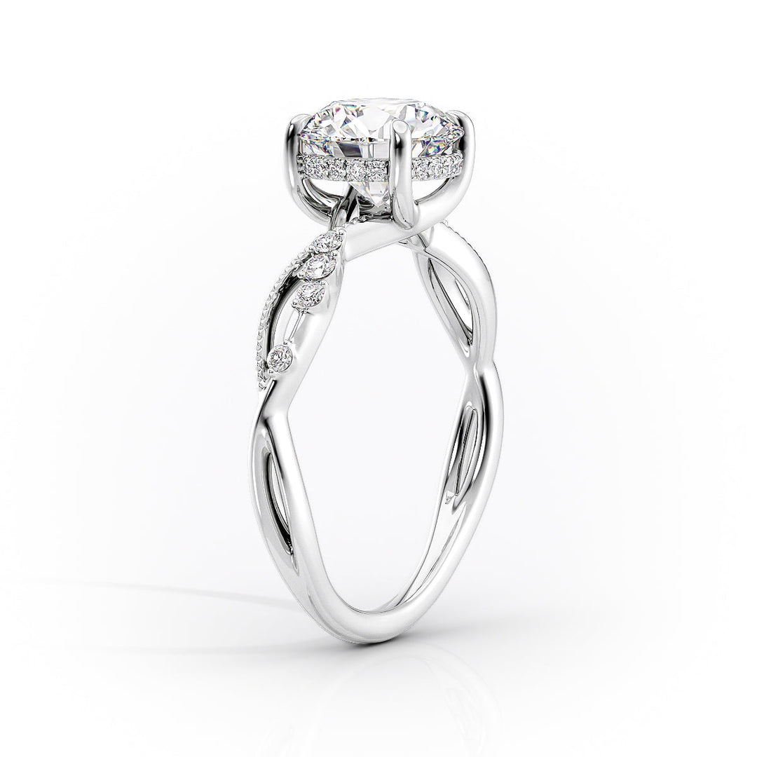 The Dallas Set With Marquise Side Stone Lab Diamond 1.5 Carat 14K White#material_14k-white