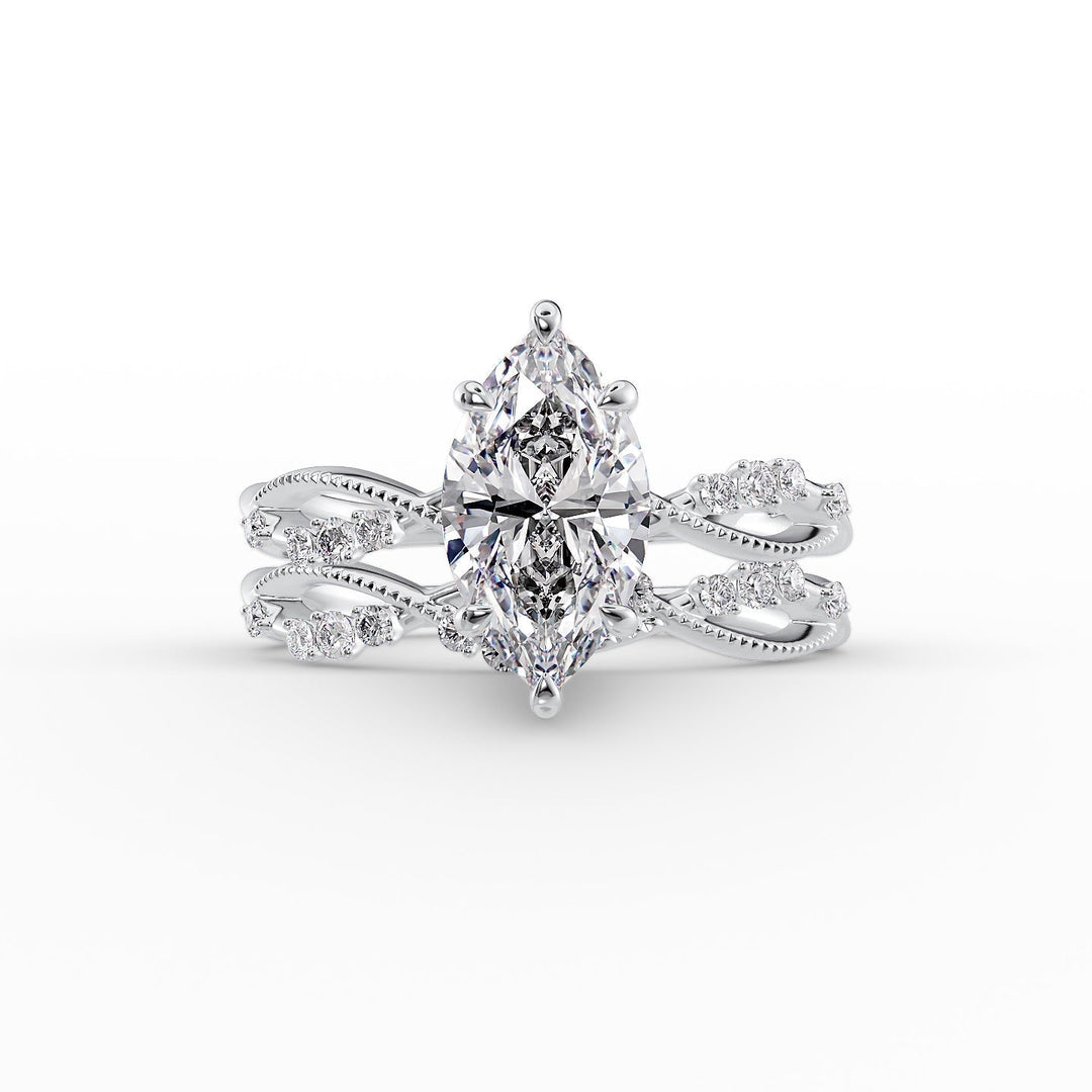 The Dallas Set With Marquise Side Stone Lab Diamond 2 Carat 14K White#material_14k-white