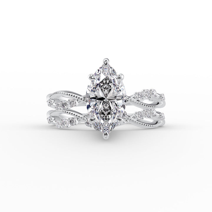 The Dallas Set With Marquise Side Stone Lab Diamond 2 Carat 14K White#material_14k-white