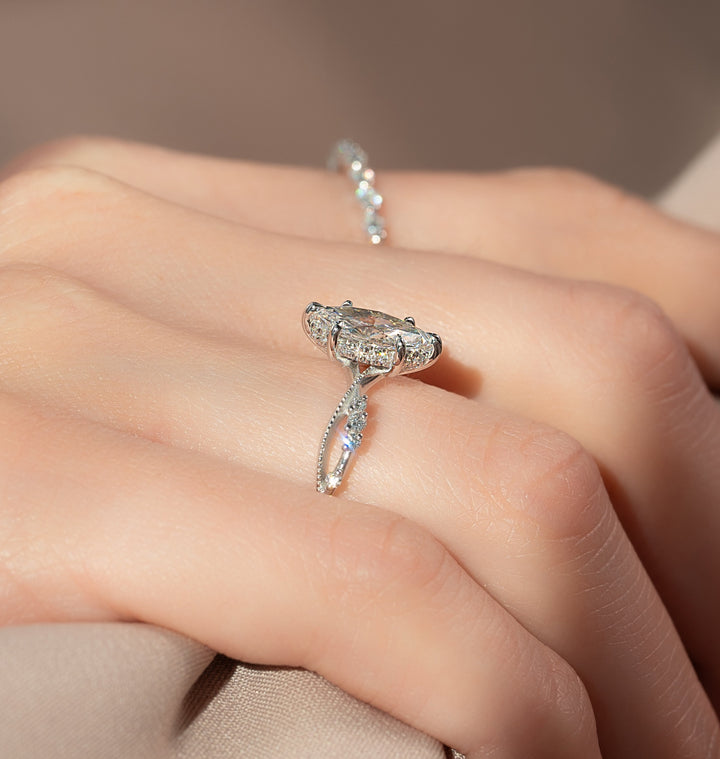 The Dallas Marquise Lab Diamond Moissanite Engagement Ring *Shown with 1 ct #material_white