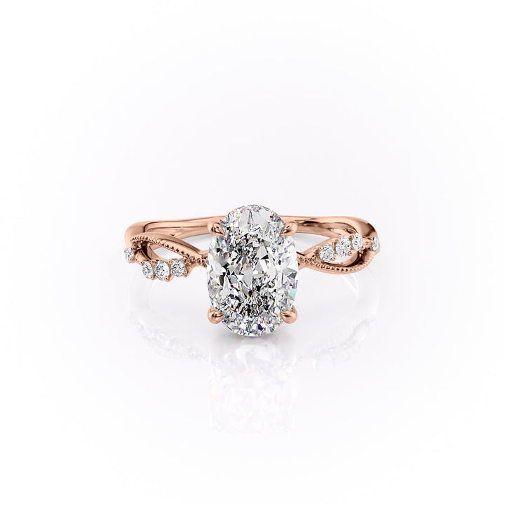 The Dallas Set With Oval Side Stone Lab Diamond 1 Carat 18K Rose#material_18k-rose