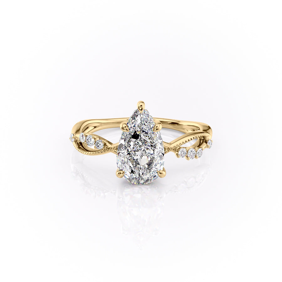 The Dallas Set With Pear Side Stone Lab Diamond 1 Carat 14K Gold#material_14k-gold