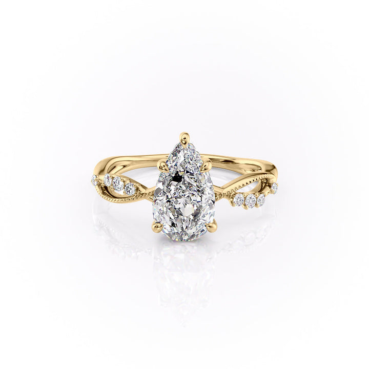 The Dallas Set With Pear Side Stone Lab Diamond 1 Carat 14K Gold#material_14k-gold