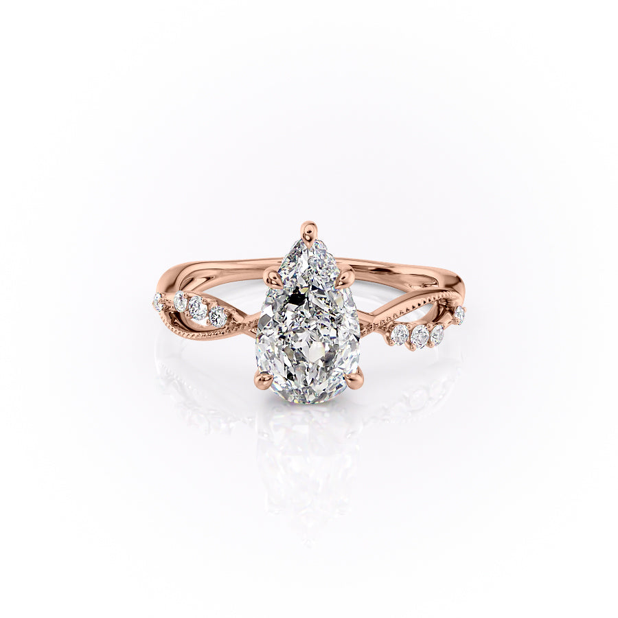 The Dallas Set With Pear Side Stone Lab Diamond 1 Carat 14K Rose#material_14k-rose