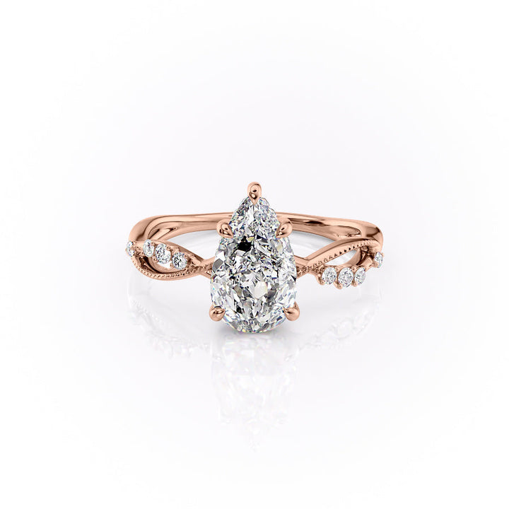 The Dallas Set With Pear Side Stone Moissanite#material_14k-rose