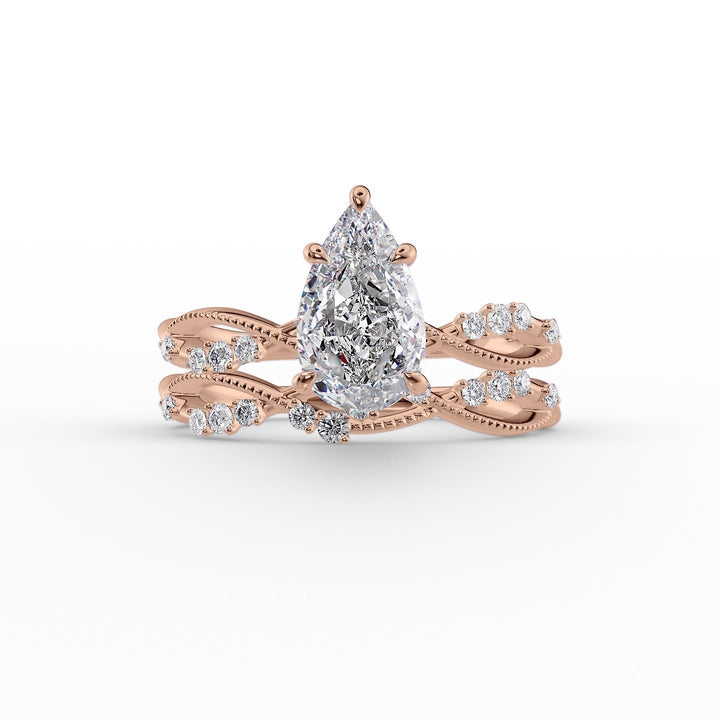 The Dallas Set With Pear Side Stone Lab Diamond 2 Carat 14K Rose#material_14k-rose