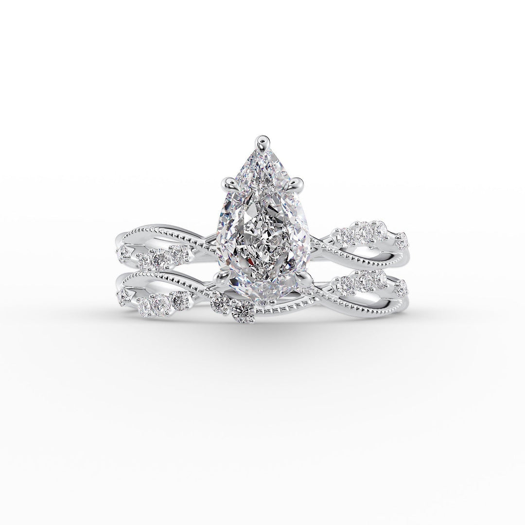 The Dallas Set With Pear Side Stone Lab Diamond 2 Carat 14K White#material_14k-white