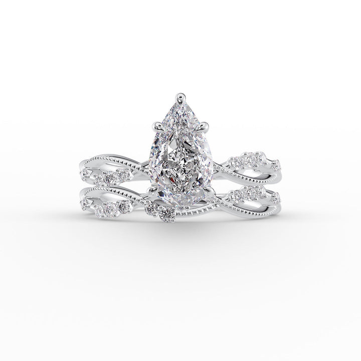 The Dallas Set With Pear Side Stone Moissanite#material_14k-white