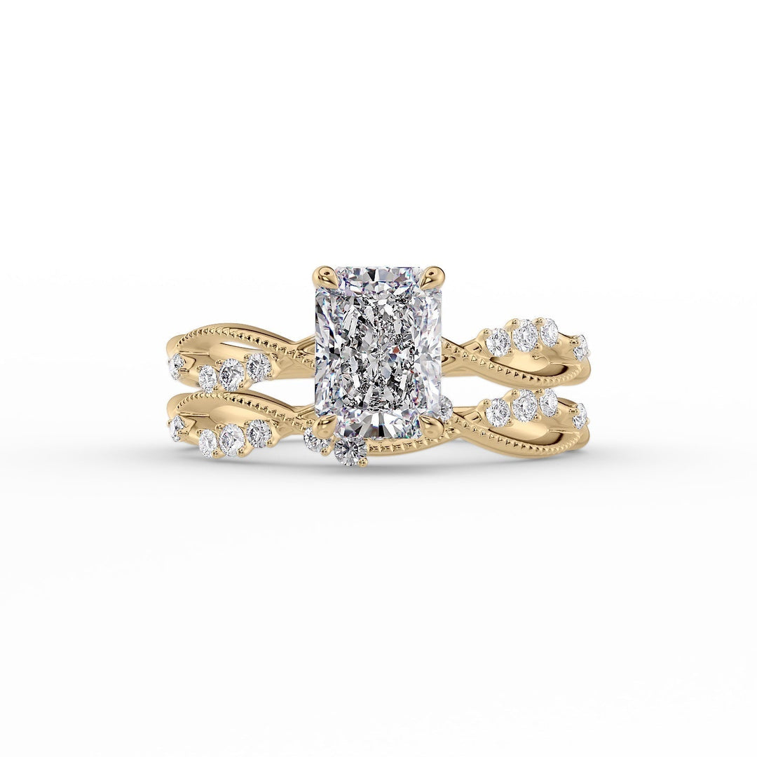 The Dallas Set With Radiant Side Stone Lab Diamond 2 Carat 14K Gold#material_14k-gold