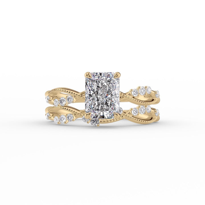 The Dallas Set With Radiant Side Stone Moissanite#material_14k-gold