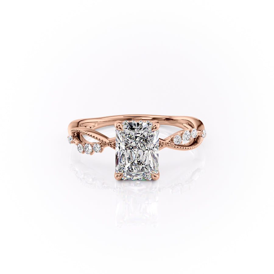 The Dallas Set With Radiant Side Stone Lab Diamond 1 Carat 14K Rose#material_14k-rose