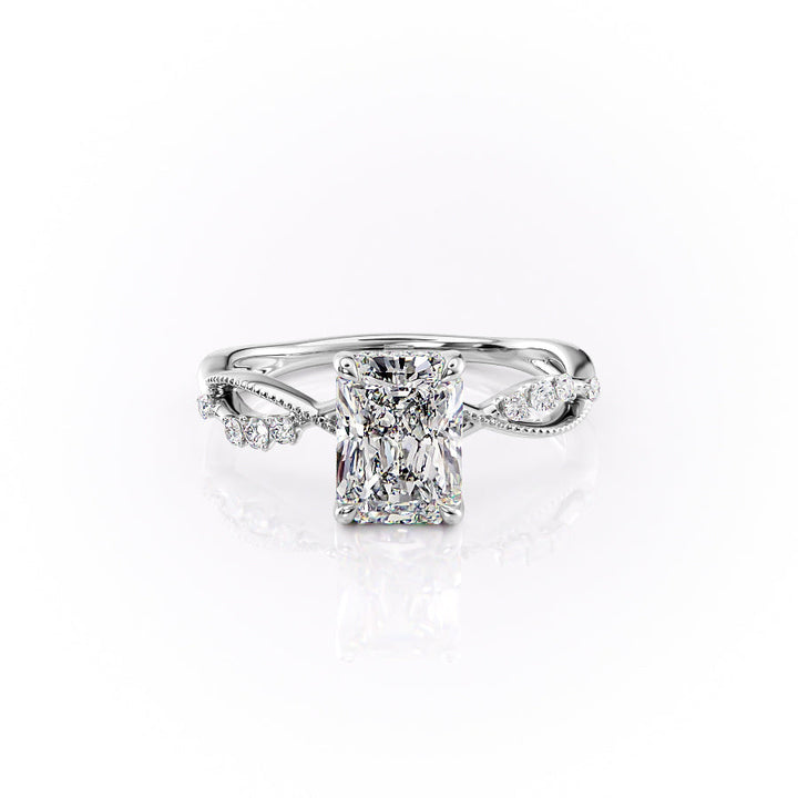 The Dallas Set With Radiant Side Stone Lab Diamond 1 Carat 14K White#material_14k-white