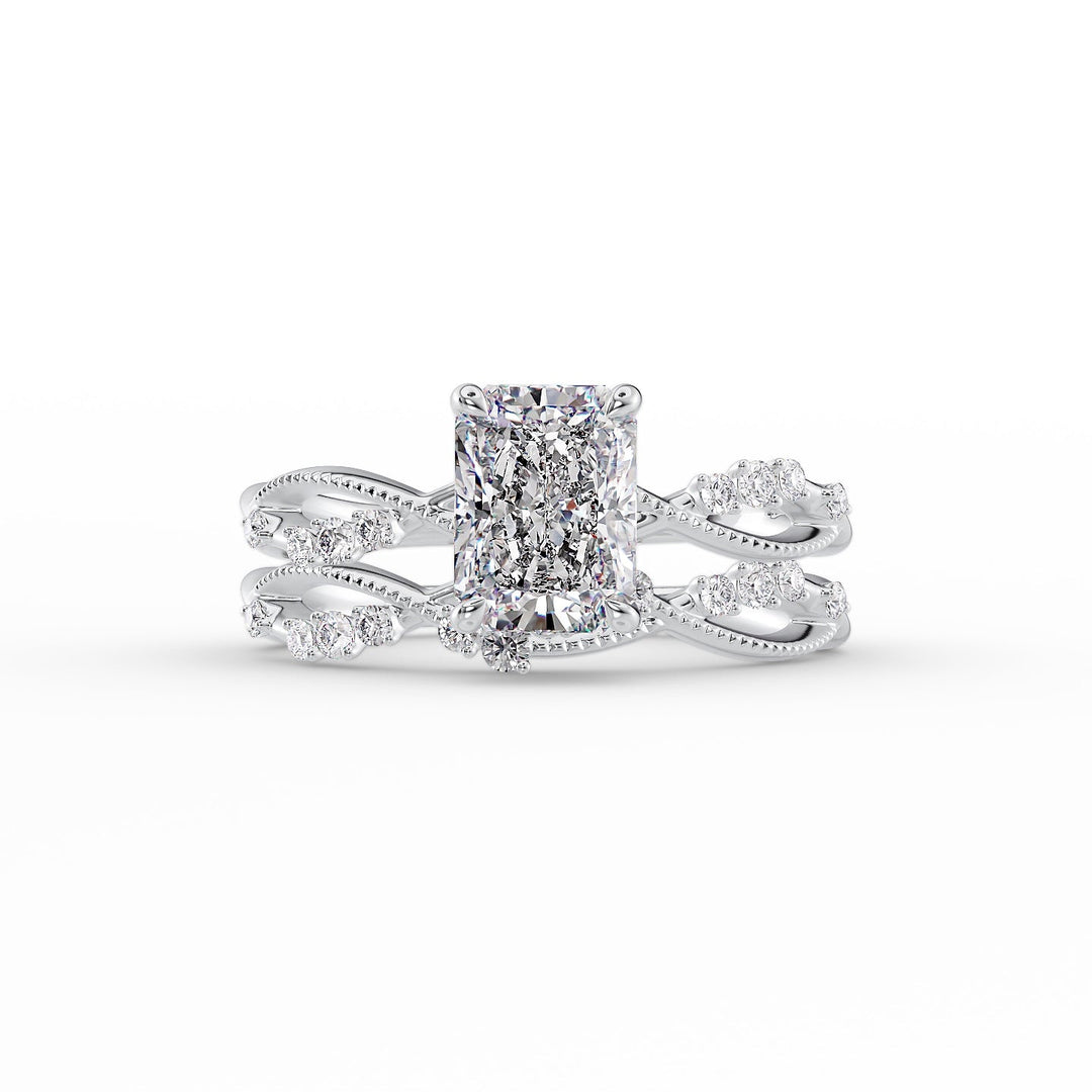 The Dallas Set With Radiant Side Stone Lab Diamond 2 Carat 14K White#material_14k-white