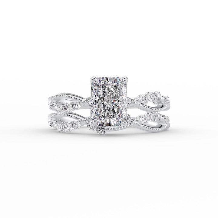 The Dallas Set With Radiant Side Stone Moissanite#material_14k-white